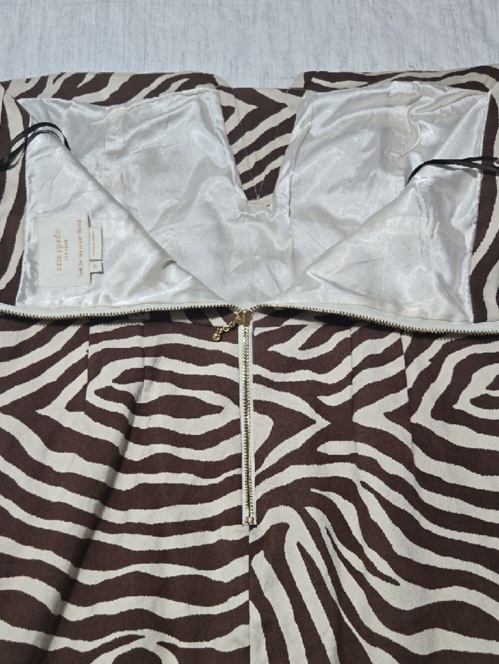 kate spade Strapless Zebra-Print Dress in Brown and Cream - Picture 7 of 16
